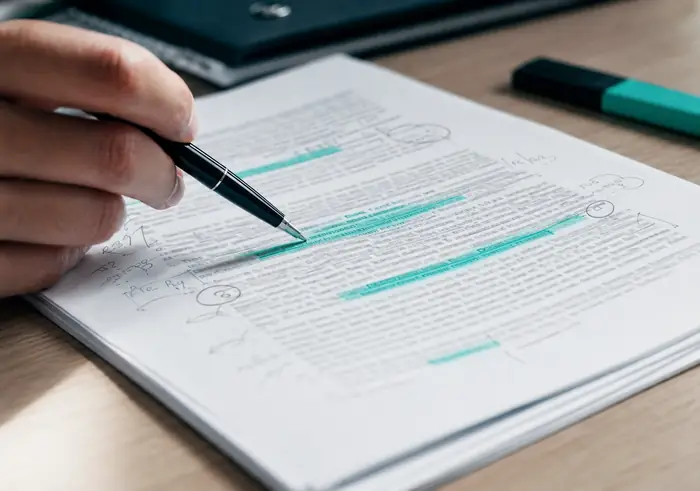 Contrato impreso con anotaciones a mano